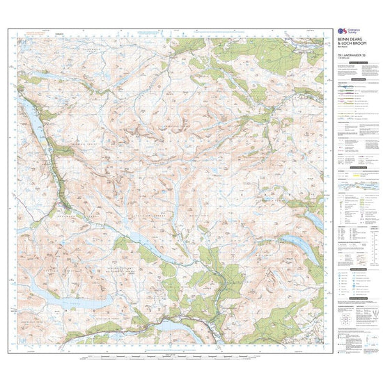 Landranger 20 Beinn Dearg & Loch Broom, Ben Wyvis Map With Digital Version