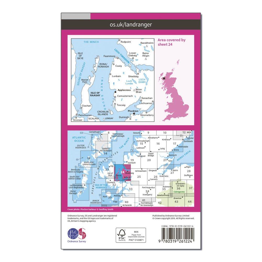 OS Landranger 24 Raasay & Applecross, Loch Torridon & Plockton Map