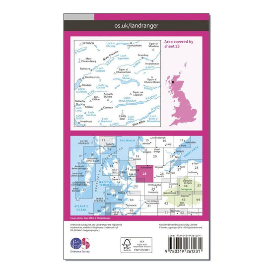 Landranger 25 Glen Carron & Glen Affric Map With Digital Version
