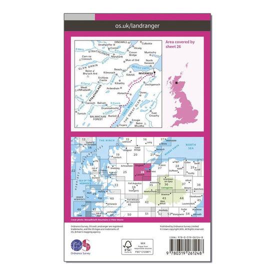 Landranger 26 Inverness & Loch Ness, Strathglass Map With Digital Version