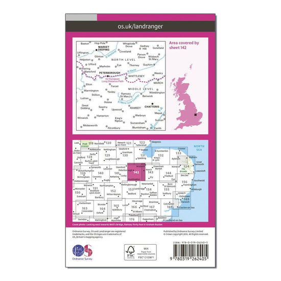 Landranger 142 Peterborough, Market Deeping & Chatteris Map With Digital Version
