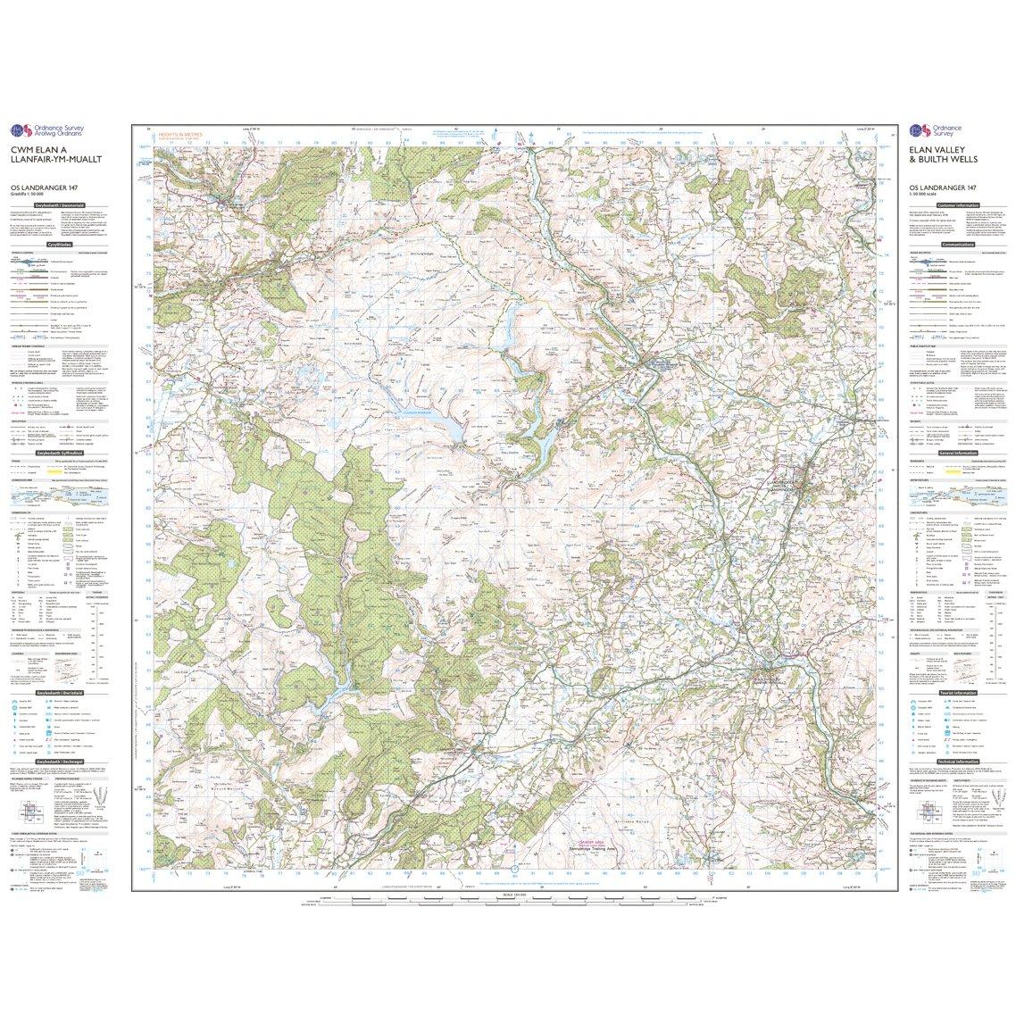 Landranger 147 Elan Valley & Builth Wells Map With Digital Version