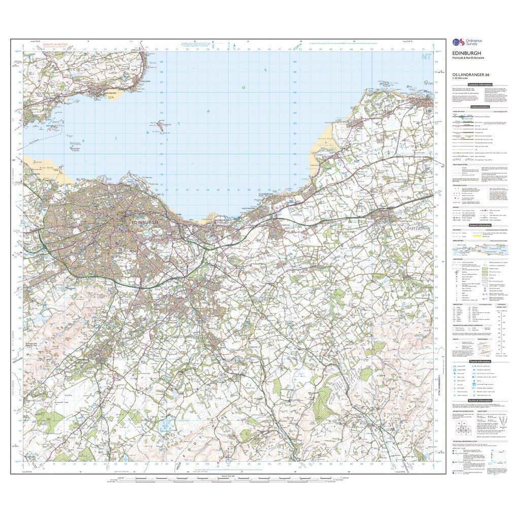 Landranger Active 66 Edinburgh, Penicuik & North Berwick Map With Digital Version