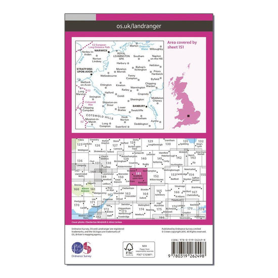 Landranger 151 Stratford-upon-Avon, Warwick & Banbury Map With Digital Version