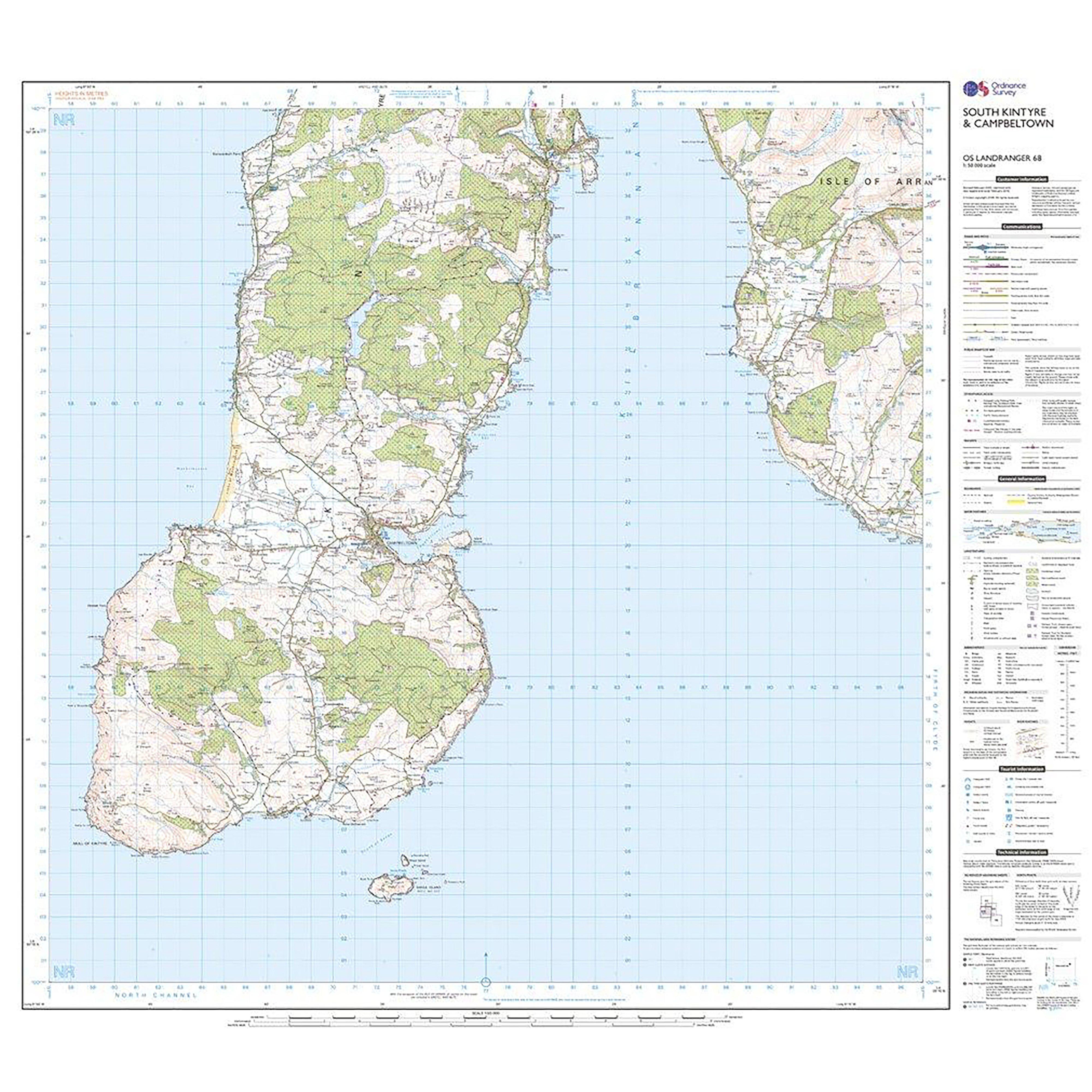 Landranger Active 68 South Kintyre & Campbeltown Map With Digital Version