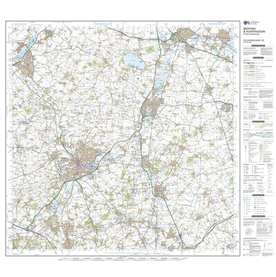 Landranger 153 Bedford, Huntingdon, St Neots & Biggleswade Map With Digital Version