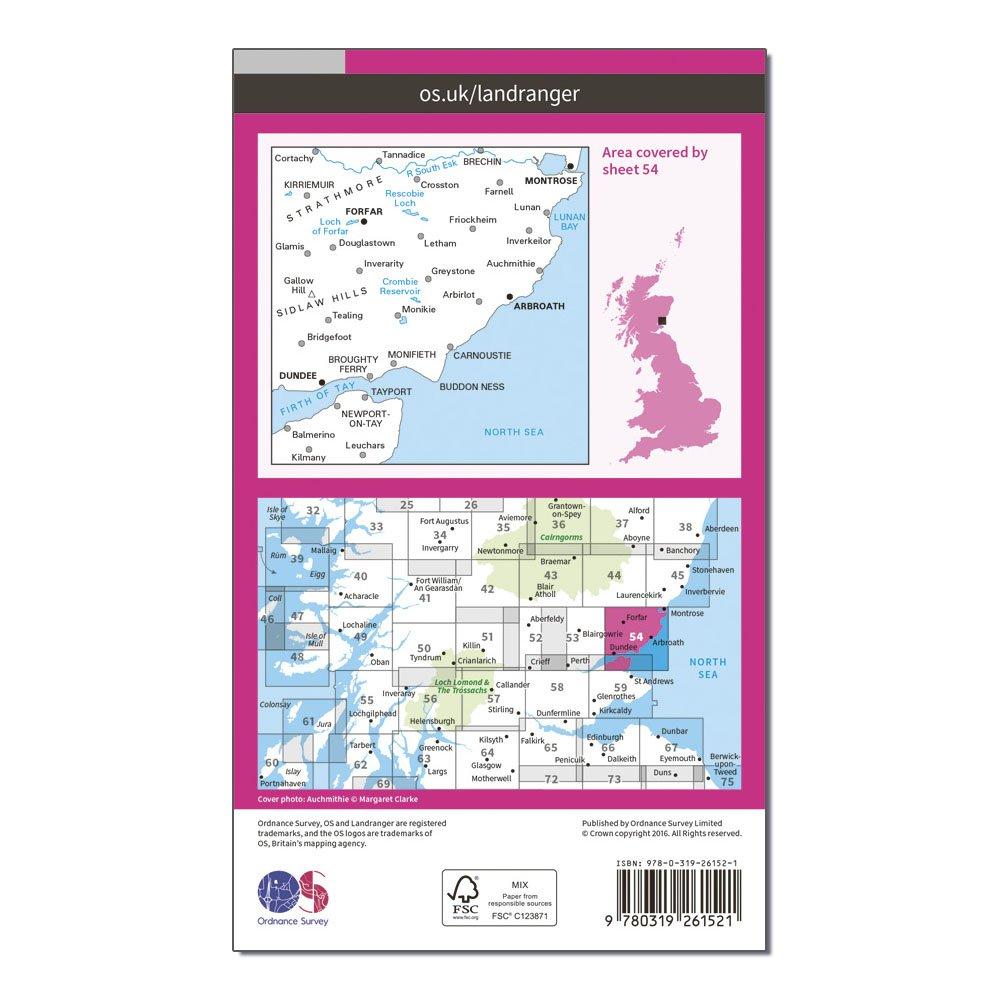 Landranger 54 Dundee & Montrose, Forfar & Arbroath Map With Digital Version