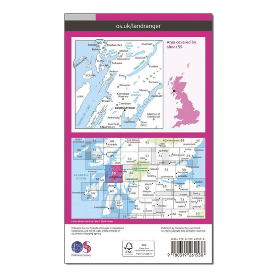 Landranger 55 Lochgilphead & Loch Awe Map With Digital Version