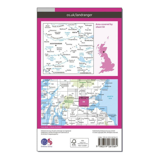 Landranger 58 Perth & Alloa, Auchterarder Map With Digital Version