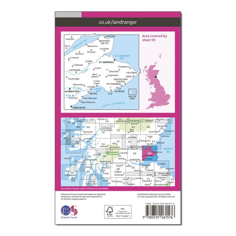 Landranger 59 St Andrews, Kirkcaldy & Glenrothes Map With Digital Version