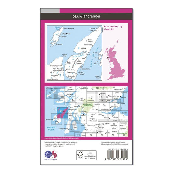 Landranger 61 Jura & Colonsay Map With Digital Version