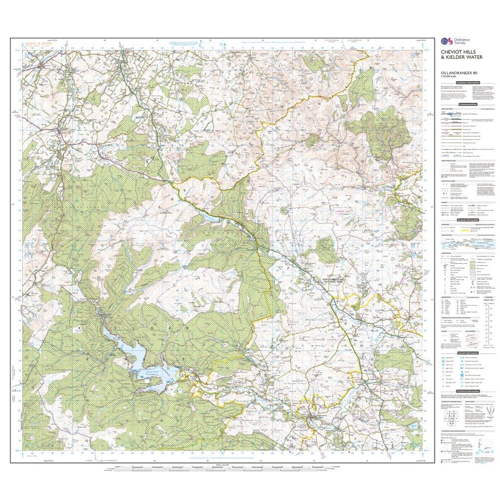 Landranger Active 80 Cheviot Hills & Kielder Water Map With Digital Version