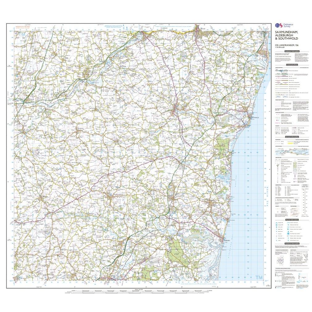 Landranger 156 Saxmundham, Aldeburgh & Southwold Map With Digital Version