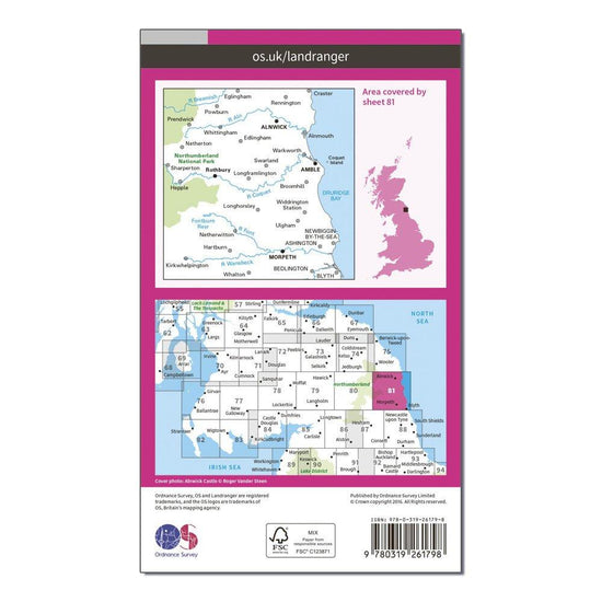 Landranger 81 Alnwick & Morpeth, Rothbury & Amble Map With Digital Version