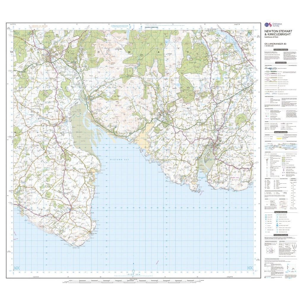 Landranger 83 Newton Stewart & Kirkcudbright, Gatehouse of Fleet Map With Digital Version