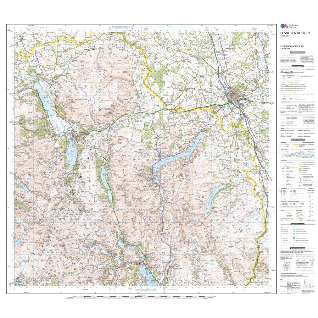 Landranger 90 Penrith & Keswick, Ambleside Map With Digital Version