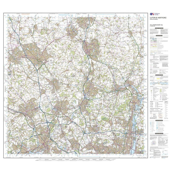 Landranger 166 Luton, Hertford, Hitchin & St Albans Map With Digital Version