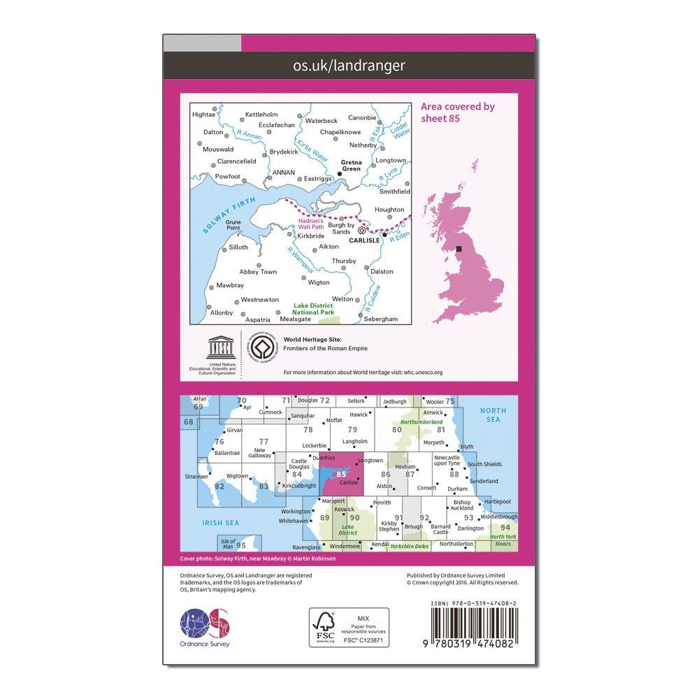 Landranger Active 85 Carlisle & Solway Firth, Gretna Green Map With Digital Version