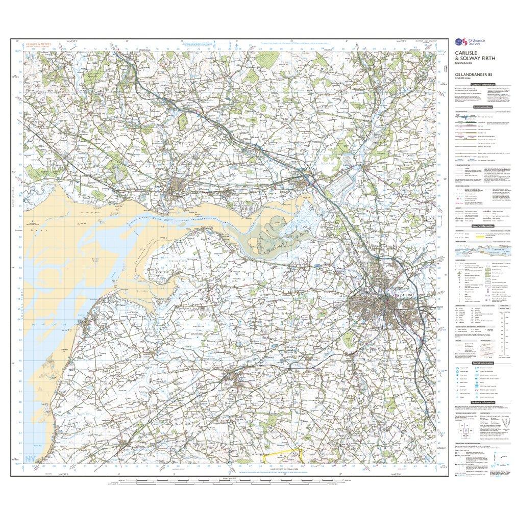 Landranger Active 85 Carlisle & Solway Firth, Gretna Green Map With Digital Version