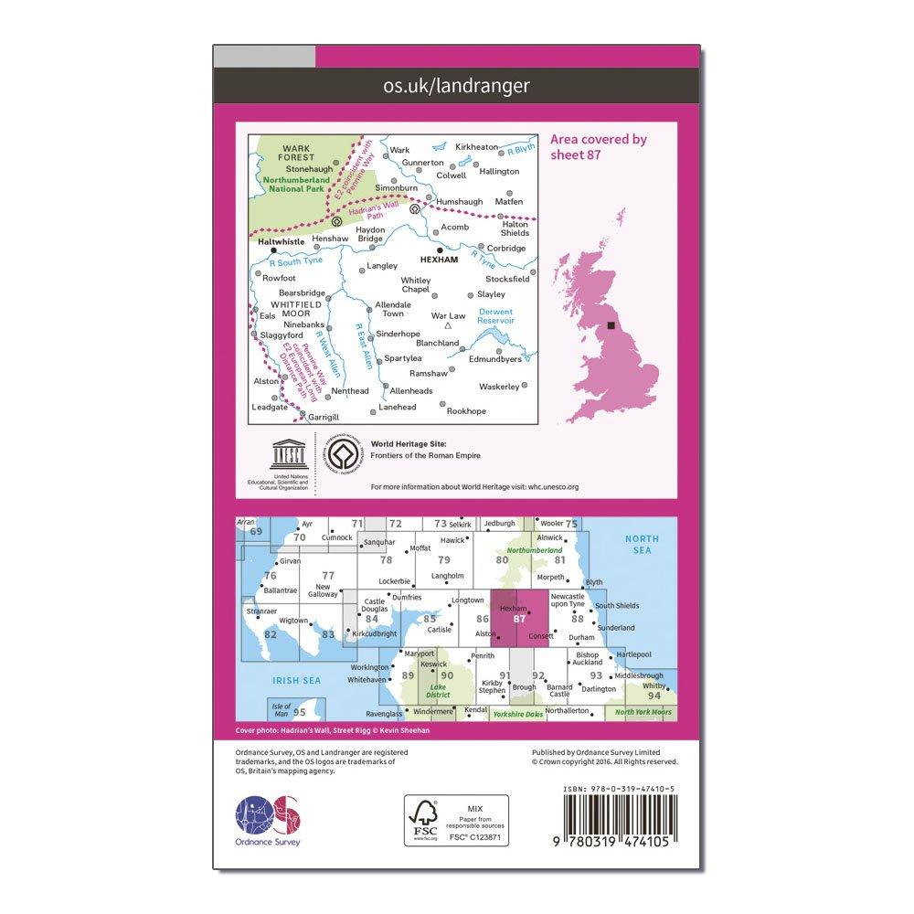 Landranger Active 87 Hexham & Haltwhistle Map With Digital Version