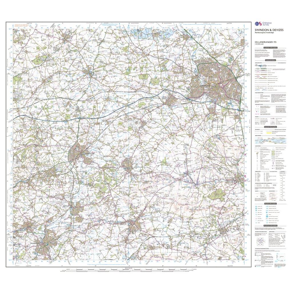 Landranger 173 Swindon & Devizes, Marlborough & Trowbridge Map With Digital Version