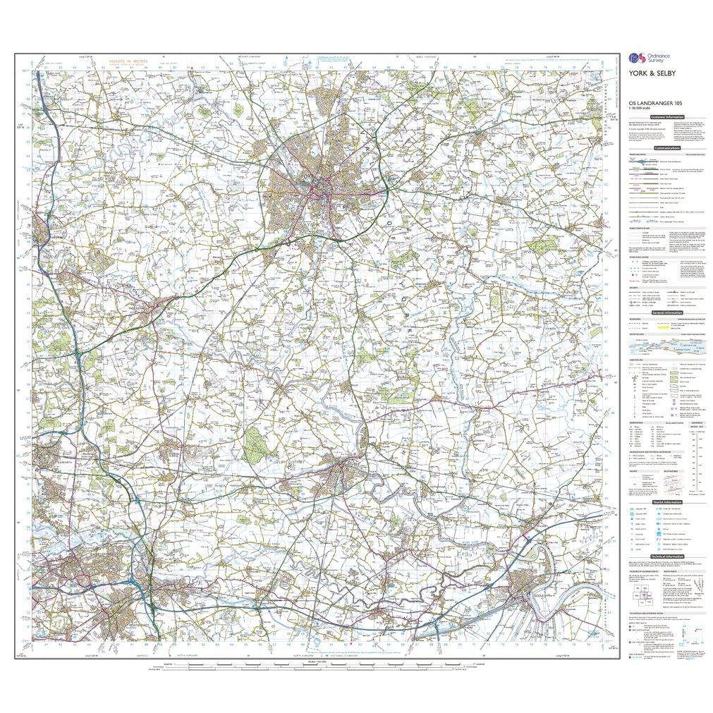 Landranger 105 York & Selby Map With Digital Version
