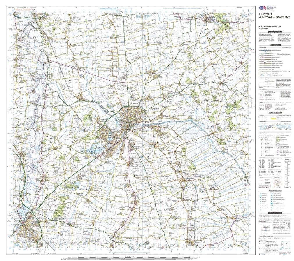 OS Landranger 121 Lincoln & Newark-on-Trent Map