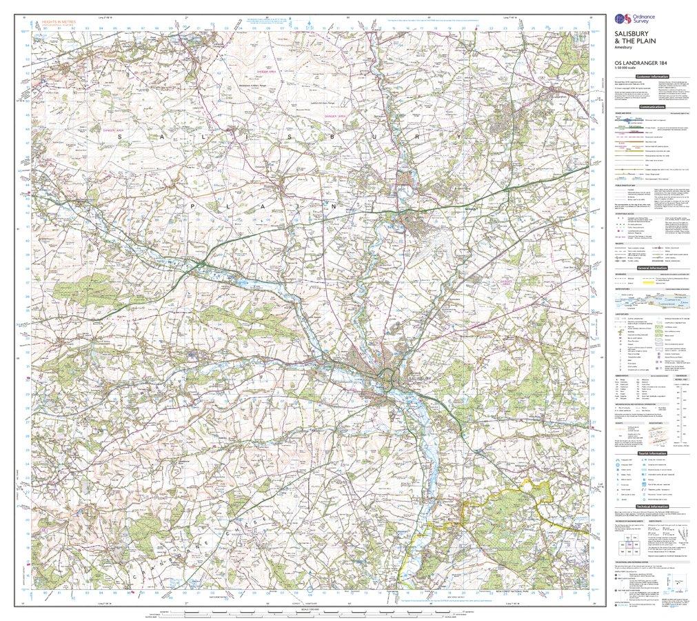 Landranger 184 Salisbury & The Plain, Amesbury Map With Digital Version