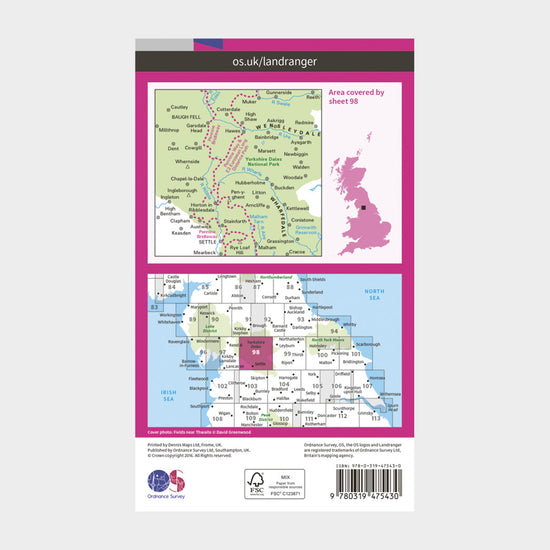 Landranger Active 98 Wensleydale & Upper Wharfedale Map With Digital Version
