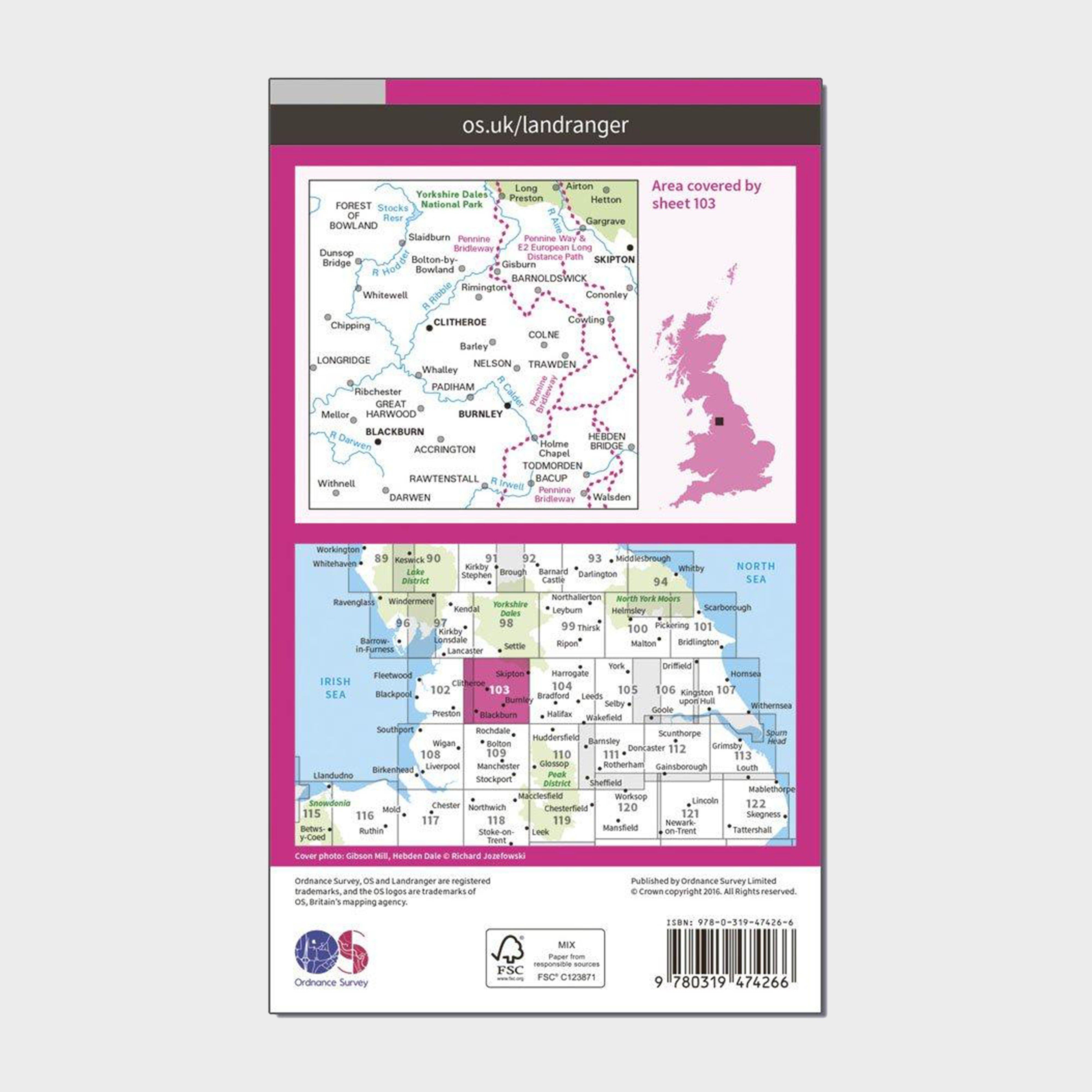 Landranger Active 103 Blackburn & Burnley, Clitheroe & Skipton Map With Digital Version