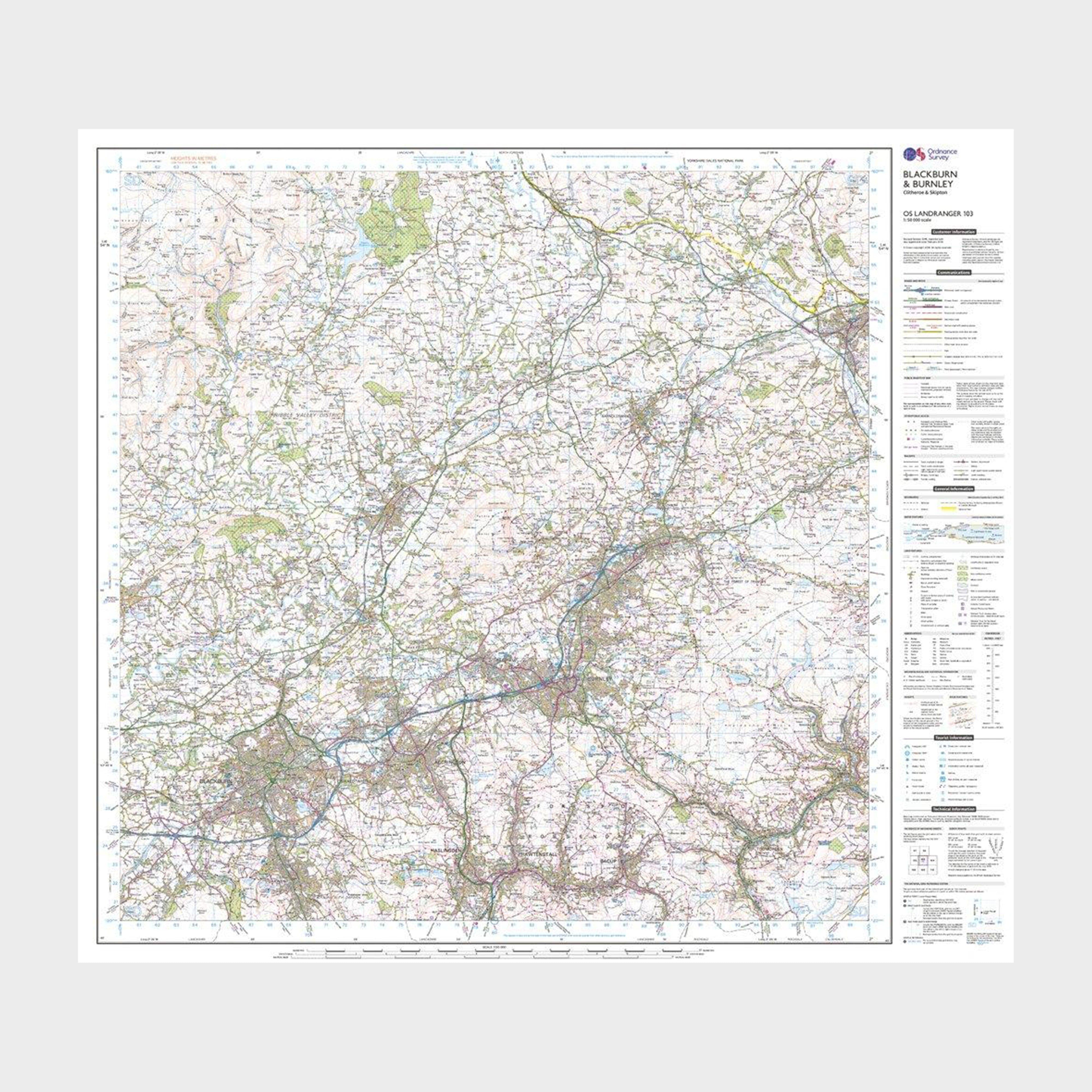 Landranger Active 103 Blackburn & Burnley, Clitheroe & Skipton Map With Digital Version