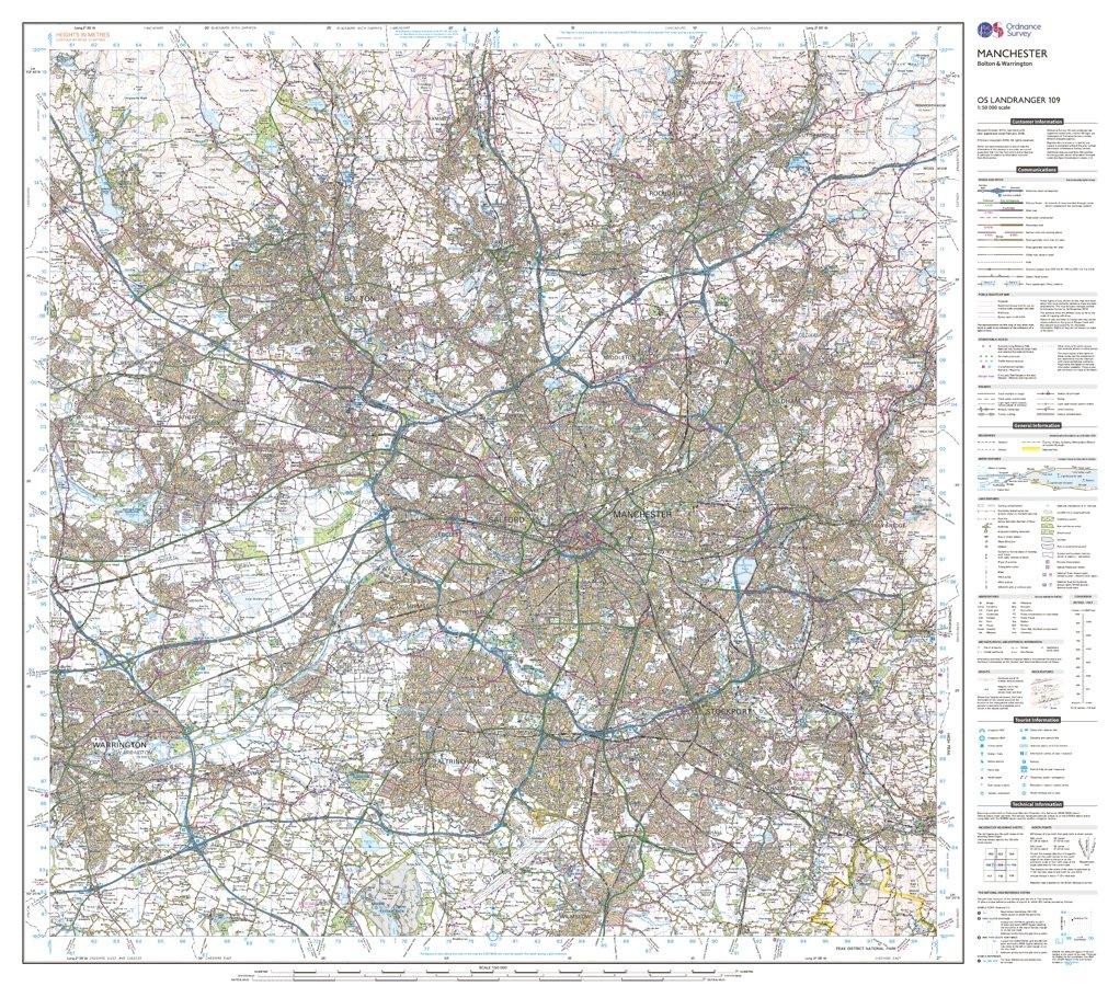 Landranger Active 109 Manchester, Bolton & Warrington Map With Digital Version