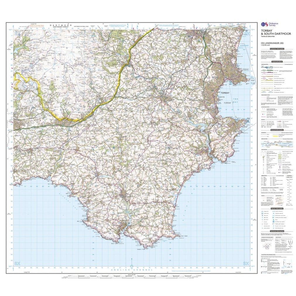 Landranger Active 202 Torbay, South Darrmoor, Totnes & Salcombe Map With Digital Version