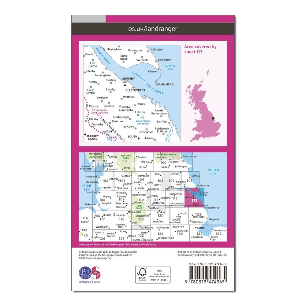 Landranger Active 113 Grimsby, Louth & Market Rasen Map With Digital Version