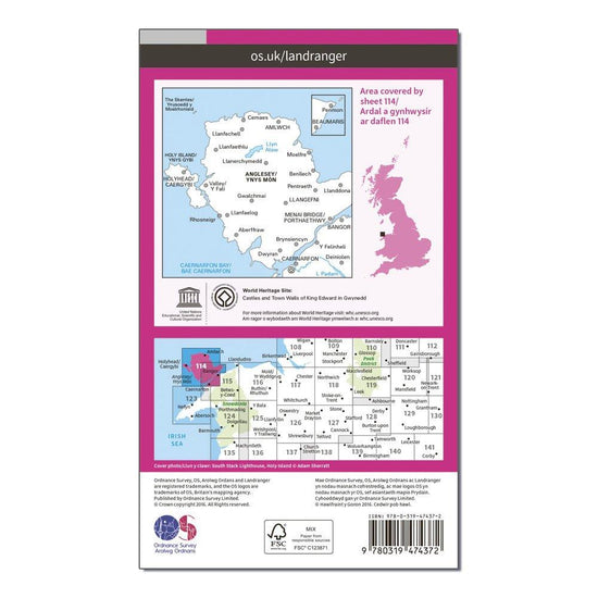 Landranger Active 114 Anglesey Map With Digital Version