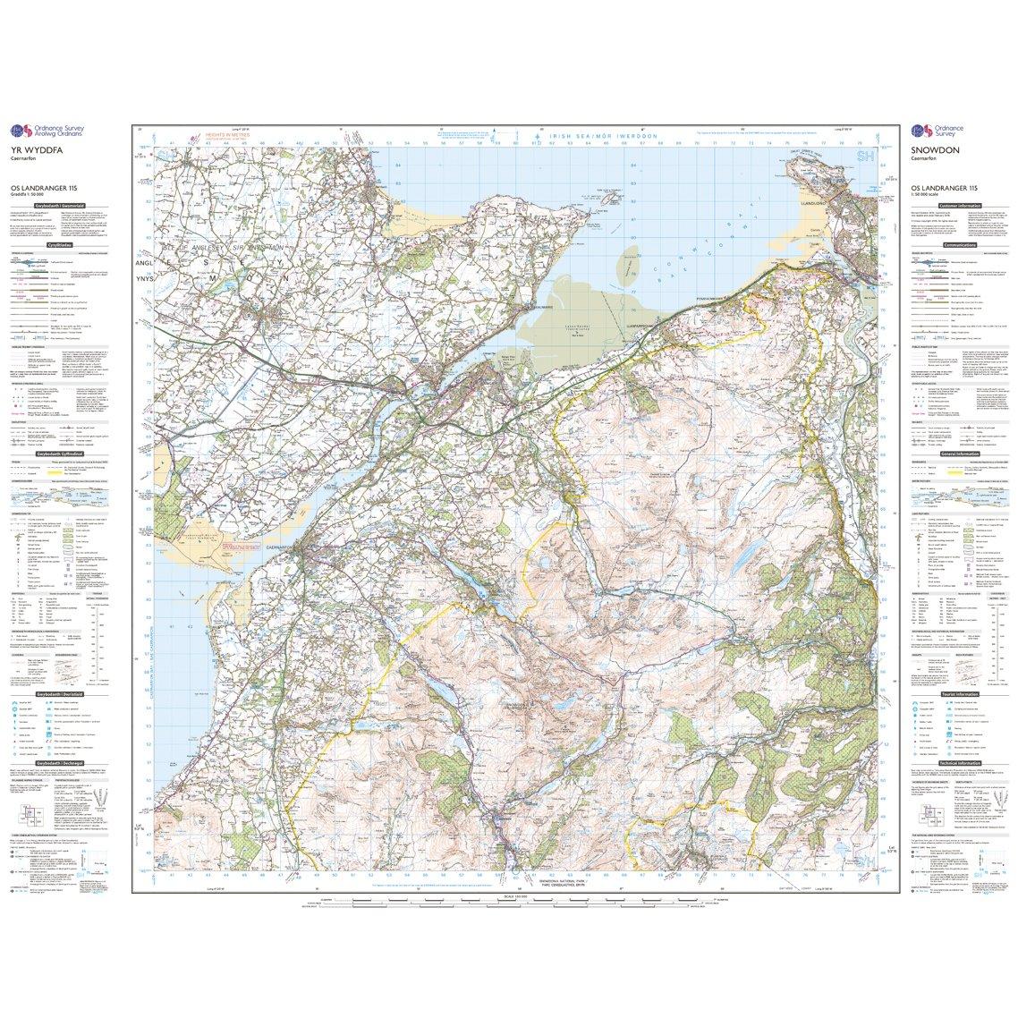 Landranger Active 115 Snowdon & Caernarfon Map With Digital Version