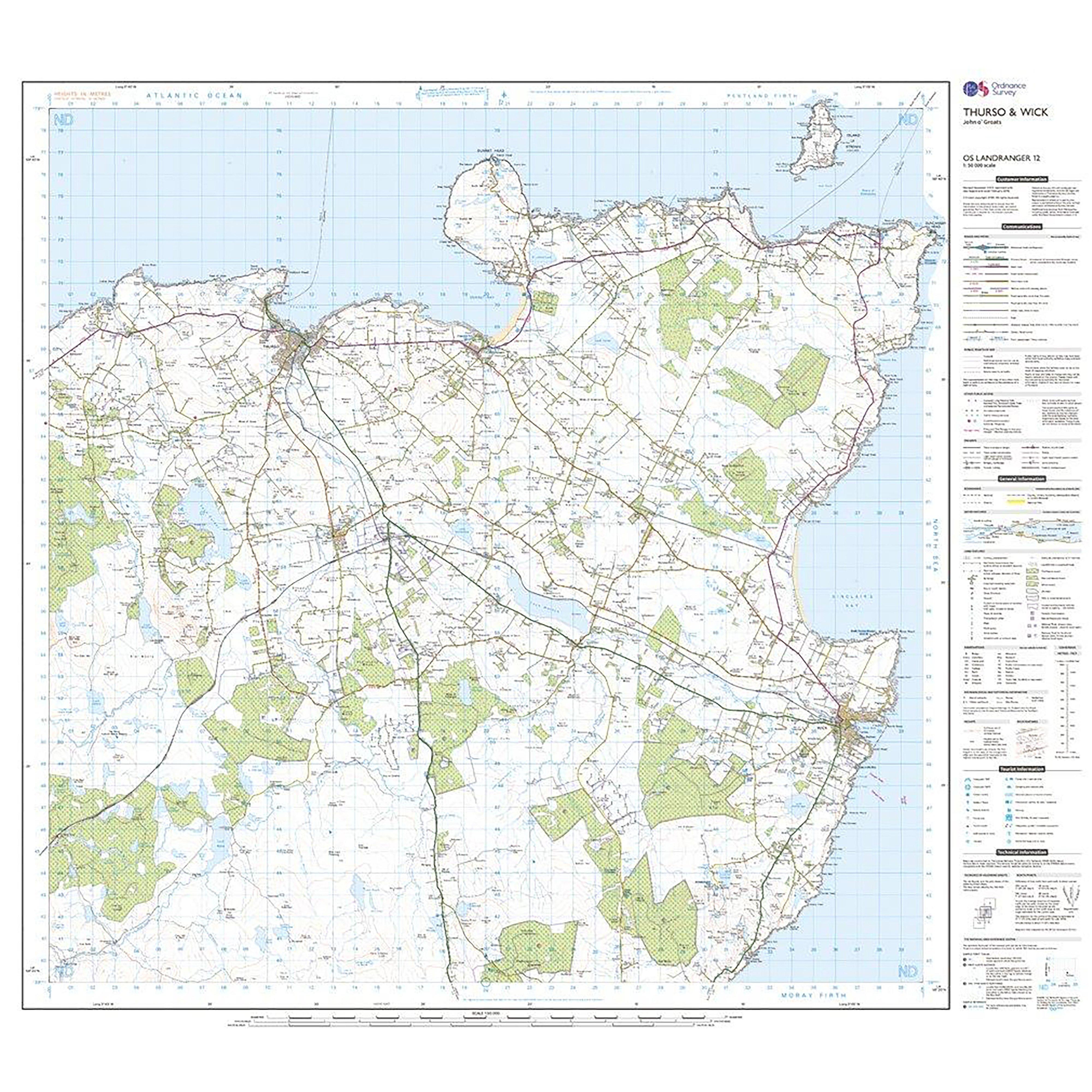 Landranger Active 12 Thurso & Wick, John O'Groats Map With Digital Version