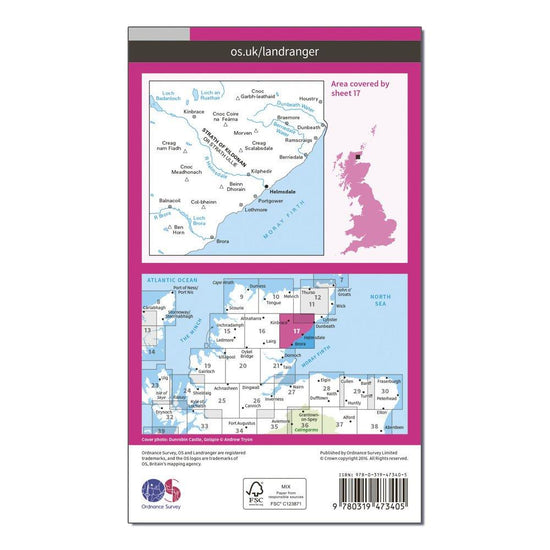 Landranger Active 17 Helmsdale & Strath of Kildonan Map With Digital Version