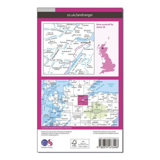 Landranger Active 26 Inverness & Loch Ness, Strathglass Map With Digital Version