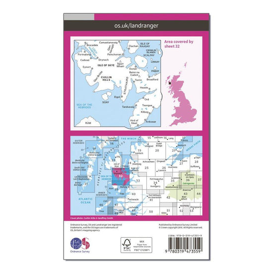 Landranger Active 32 South Skye & Cuillin Hills Map With Digital Version