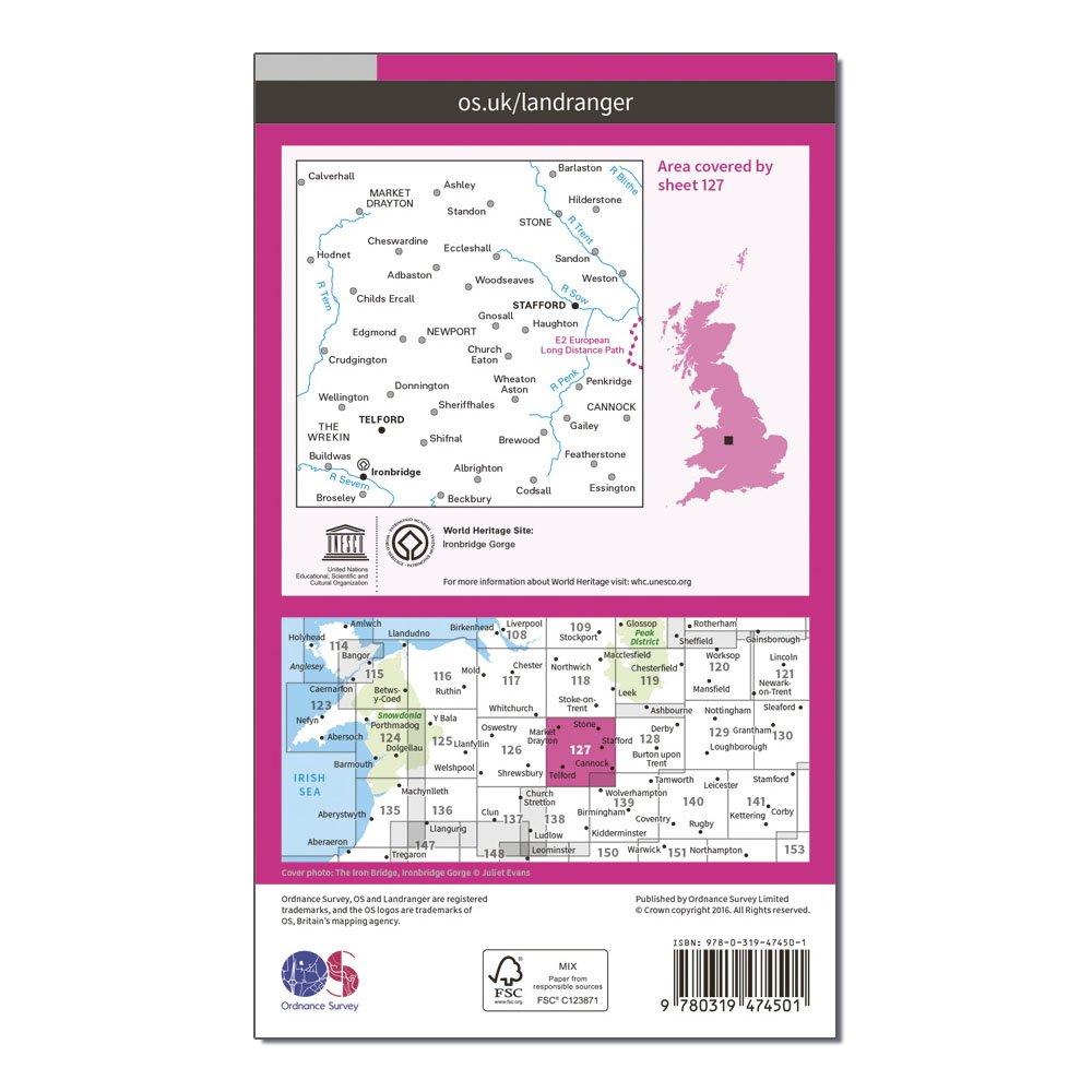 Landranger Active 127 Stafford & Telford, Ironbridge Map With Digital Version