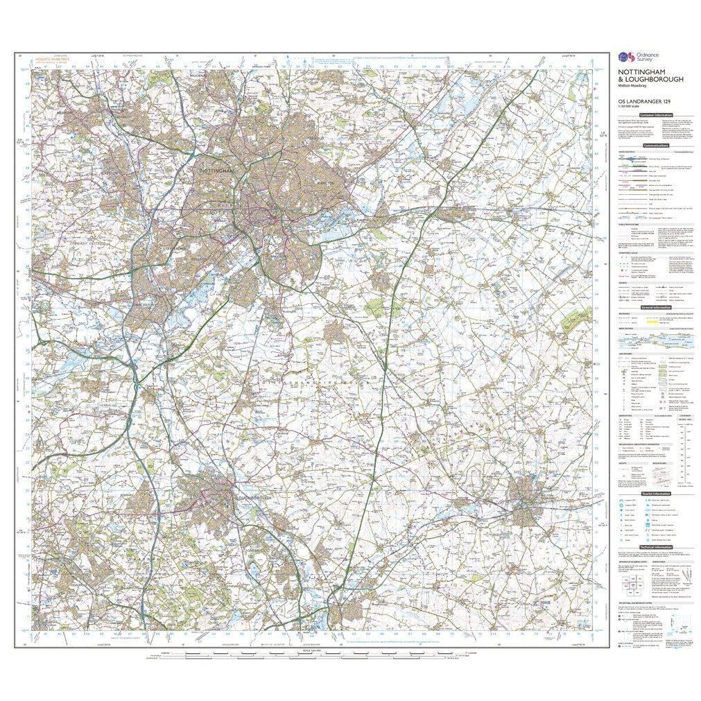 Landranger Active 129 Nottingham & Loughborough, Melton Mowbray Map With Digital Version