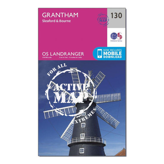 Landranger Active 130 Grantham, Sleaford & Bourne Map With Digital Version