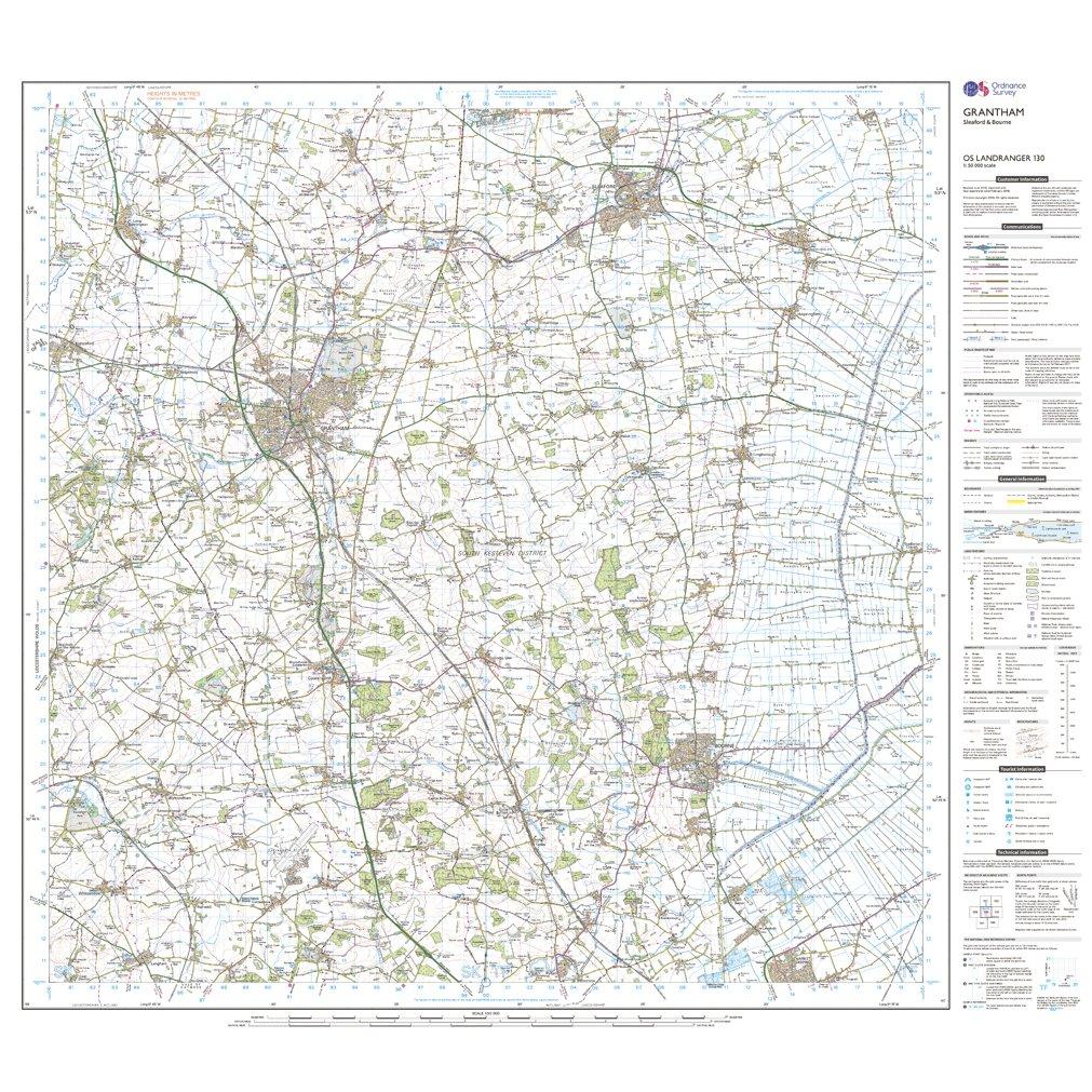 Landranger Active 130 Grantham, Sleaford & Bourne Map With Digital Version