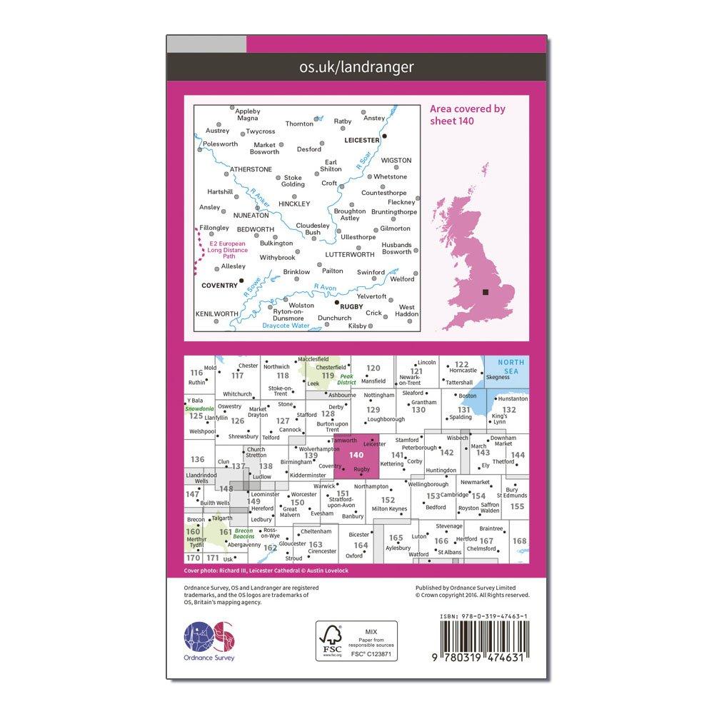 Landranger Active 140 Leicester, Coventry & Rugby Map With Digital Version