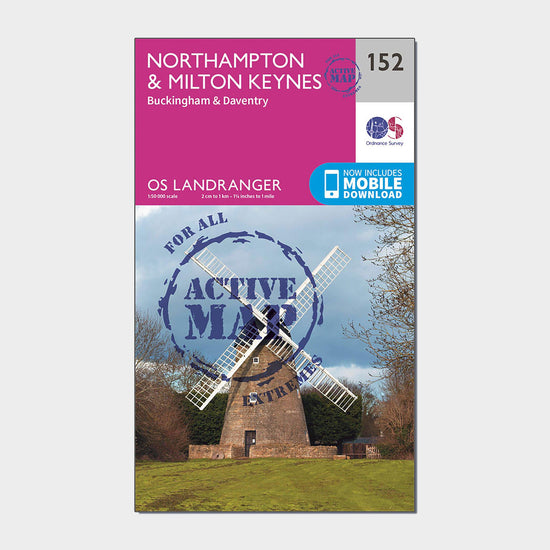 Landranger Active 152 Northampton, Milton Keynes, Buckingham & Daventry Map With Digital Version