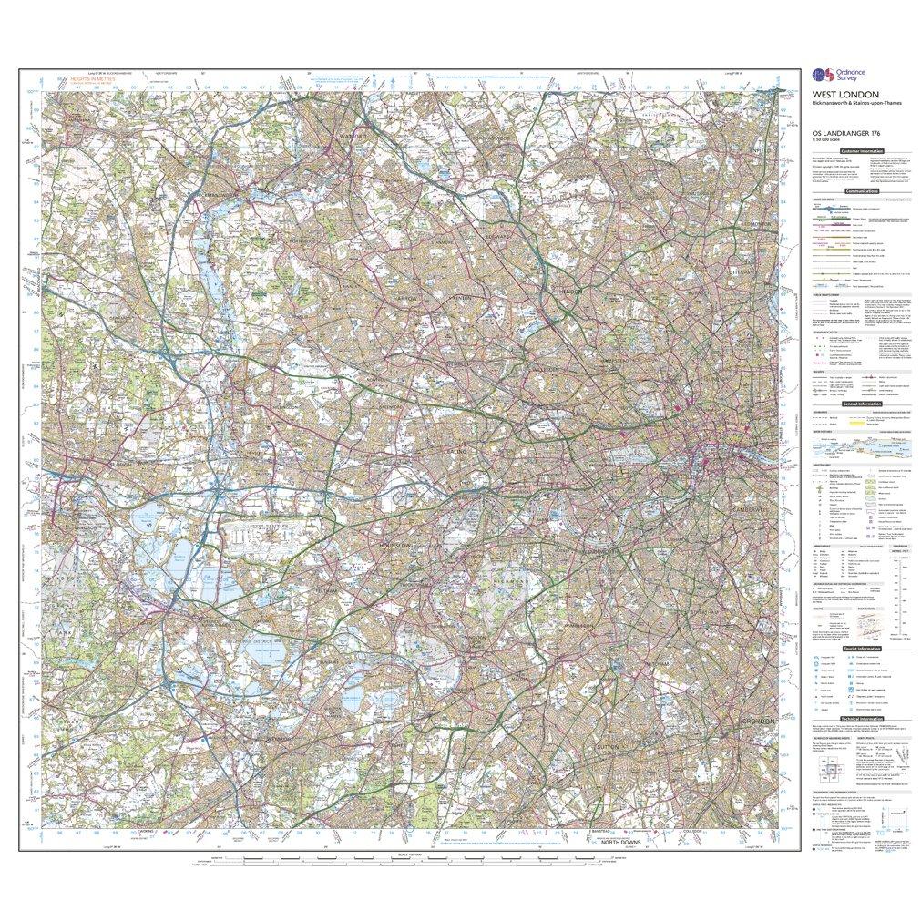 Landranger Active 176 West London, Rickmansworth & Staines Map With Digital Version