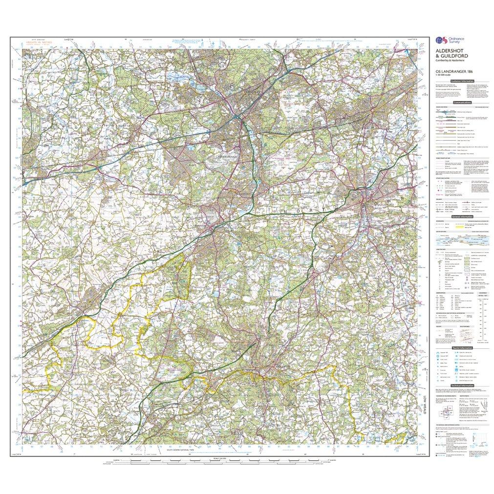 Landranger Active 186 Aldershot & Guildford, Camberley & Haslemere Map With Digital Version