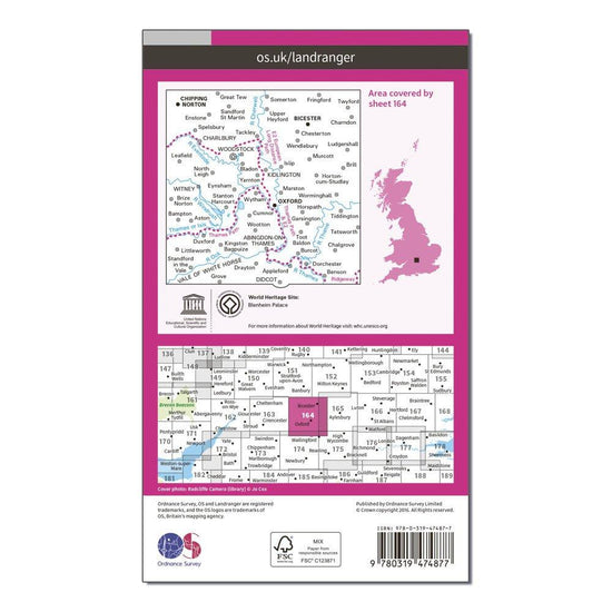 Landranger Active 164 Oxford, Chipping Norton & Bicester Map With Digital Version