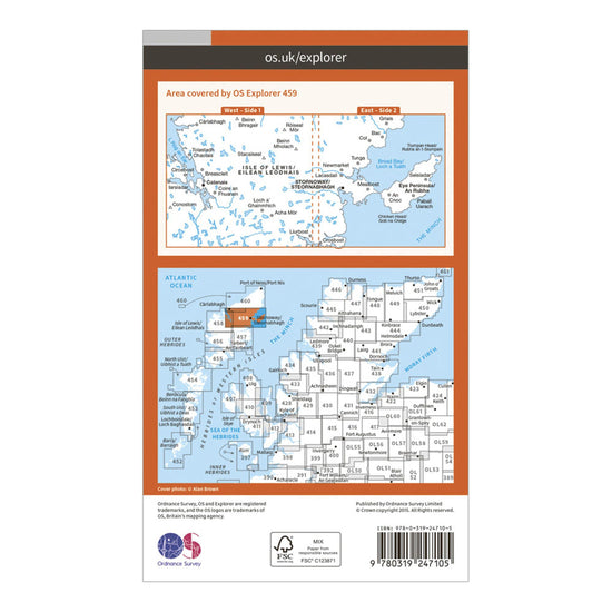 Explorer 459 Central Lewis & Stornoway Map With Digital Version